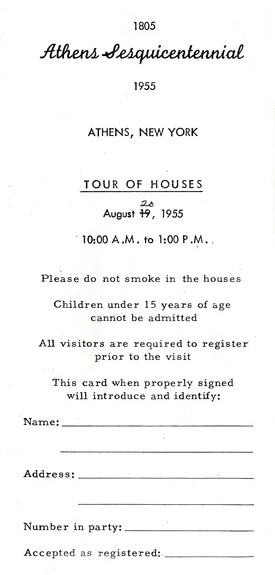 Athens' 1955 Sesquicentennial Celebration which included the Anthony Rutgers Livingston House