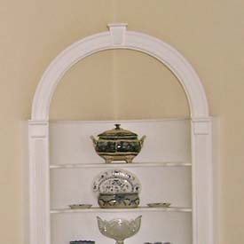 Colonial Revival dish hutch created in a corner of the dining room of the Anthony Rutgers Livingston House by the Hyer Family in the 1935 renovation.