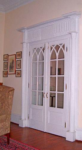 Colonial - Gothic Revival French Doors installed by Hyer Family in back parlor entrance in 1930