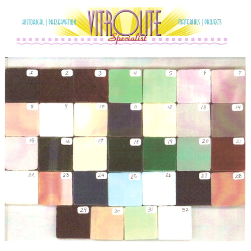 Sample Vitrolite Glass Tile Colors