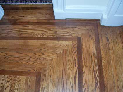Oak Floor with Cherry Inlay installed in upstairs by Hyer Family in 1935 and sanded by Apfel Family in 2003